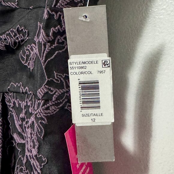 NWT Kay Unger Roslyn Floral Jacquard Gown Black & Lavender Women's Size 12 - Picture 12 of 15